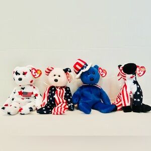TY Beanie Babies Collection Lefty Glory Spangle Sam